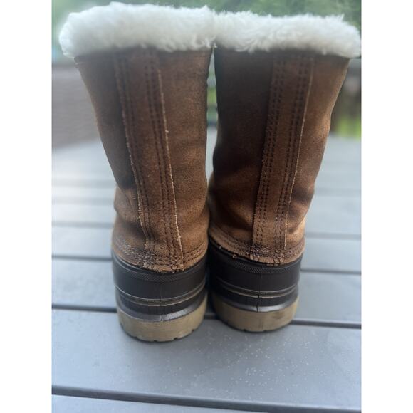 Vintage Sorel Kaufman Leather Fleece Lined Snow Boots Steel Shank Men\'s 10 main image 4